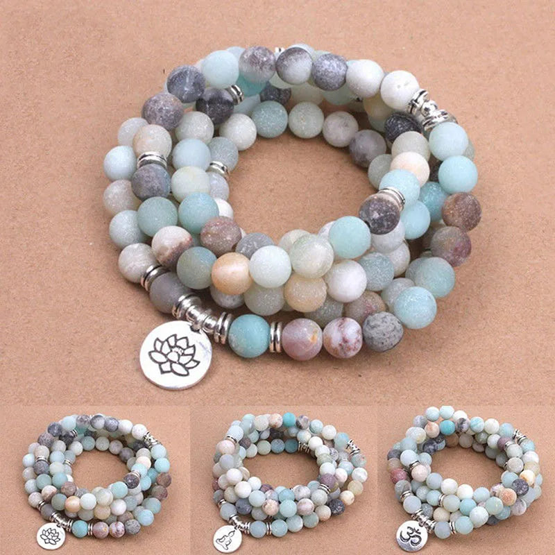 8MM Wholesale Natural Prayer 108 Stone Beads Bracelets Gemstone Mala Bracelet Necklace for Yoga Meditation Woman Girl Jewelry