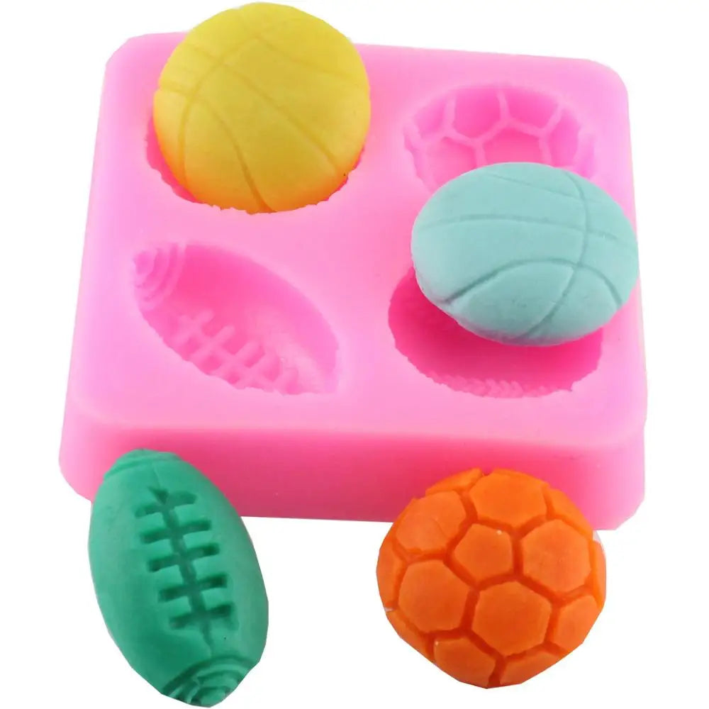 D-0293 Football Basketball Football Baseball Silicone Mold Fondant Cake Mold DIY Chocolate Baking Mold