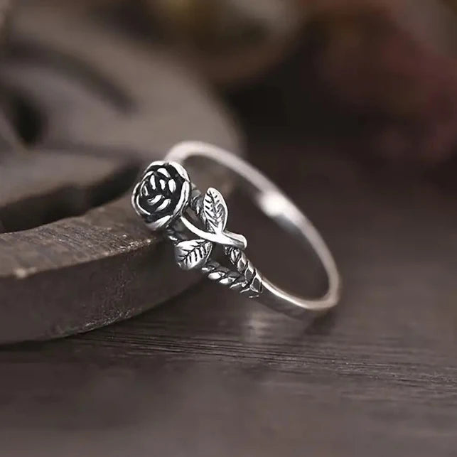 CAOSHI Antique Silver Gold Rose Gold Plating Rose Flower Rings Women Vintage Engraved Cubic Thin Finger Flower Rings Lady