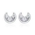 Mini 925 Sterling Silver CZ Diamond Moon and Star Stud Earrings For Women Gift