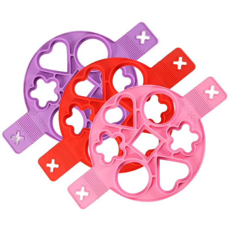 New Home Kitchen Baking Accessories 7-Cavity Flower Heart Star Shape Egg Cooker Molds Silicone Pancake Maker Rings