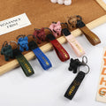 3D French Bulldog Keychain Resin Dog Charm with Wide PU Wrist Strap for Car Keys
