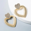 HOVANCI Hot Selling Brass Crystal Hollow Geometric Heart Shape Stud Earrings Bling Bling Personalized Pendant Party Gift