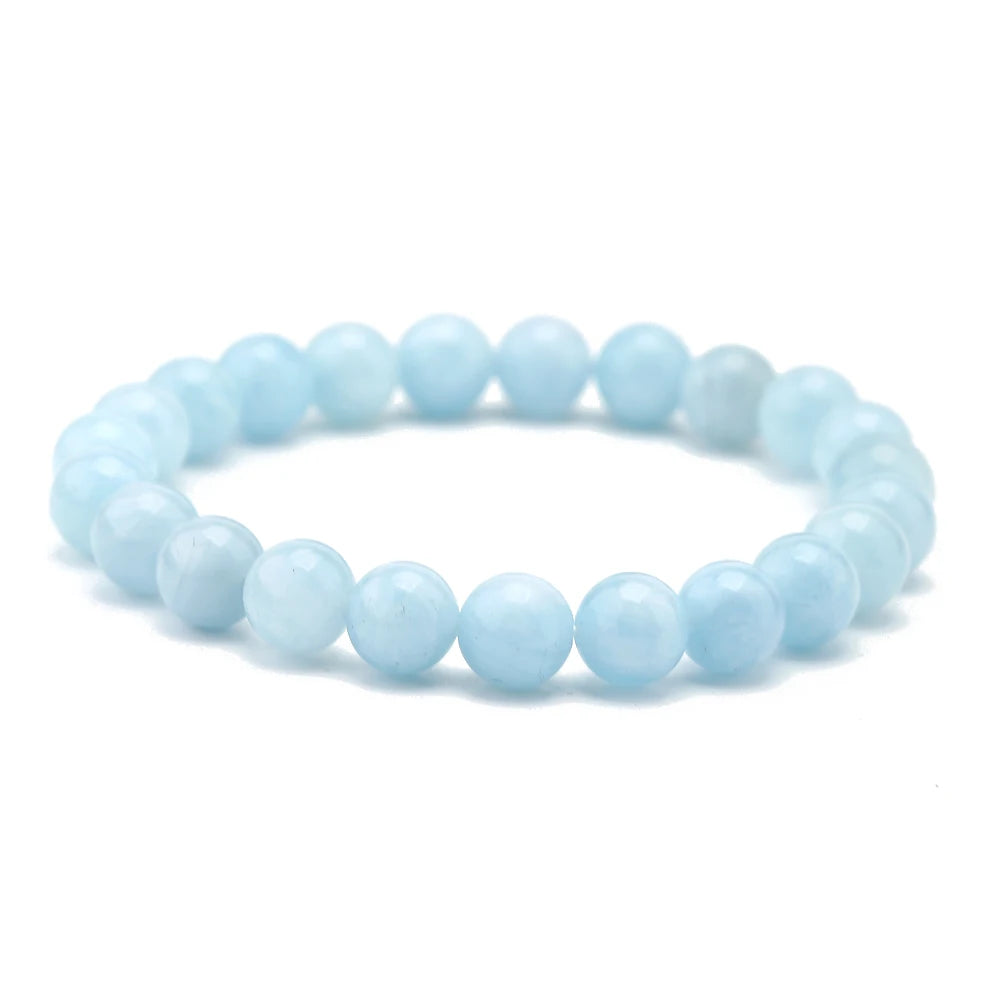 Wholesale Luxury Natural Stone Jewelry Bracelets Stretch Aquamarine Real Crystals Healing Lucky Stones Beaded Bracelet