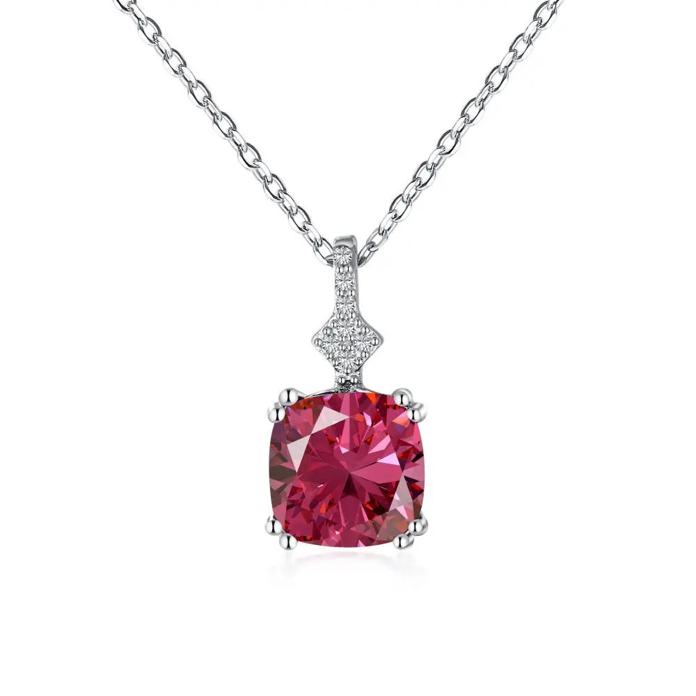 Sterling Silver Necklace Morganite Pendant Box Chains Fashion Versatile Women 925 Silver Jewelry New Link Fine Jewelry Necklaces