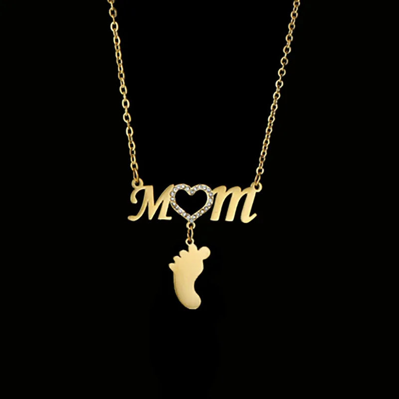 Wholesale Custom Stainless Steel Love Necklace with Gold Plated Heart Pendant Personalized Name for Mom Mother's Day Gift
