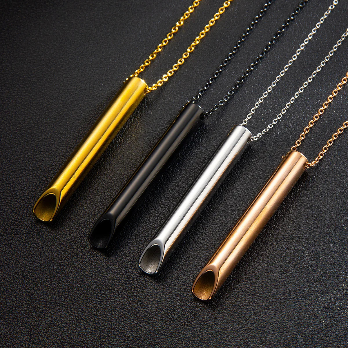 Hot Sale Stainless Steel Meditation Whistle Pendant Necklace Regulate Breathing and Relieve Anxiety Necklace for Men