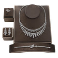 Luxury Big Statement Heavy Cubic Zircon Women's Long Tassel Wedding Necklace and Earrings Pageant Jewelry Set for Brides CN2690