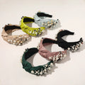 Gmagic Vintage Rhombus Arrangement Inlaid Big Pearls Gradient Color Hair Hoop Baroque Hair Band Accessories Womens Headbands