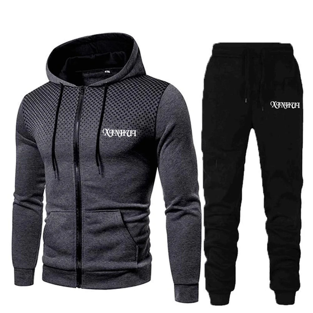 Designer Men Fashion Drawstring Terry Hoodies Sweatpants Warm 2 Piece Set Casual Cozy Fitness Tracksuit