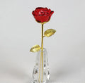 HZ Hot selling natural Glass Crystal carved Rose Quartz rose wedding decoration souvenir gift