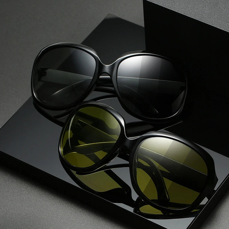 Oversized Fashion Ladies Polarized Photochromic Big Frames Day Night Sunglasses Night Vision Sunglasses Night Driving Glasses