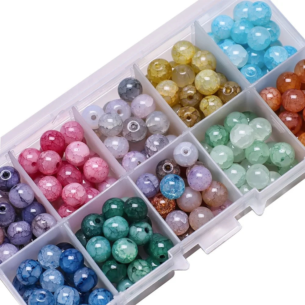 8mm Round Popcorn Jade Crystal Beads 10 Grid Boxed Cracked Glass Rhinestones Loose Sew-On Made in China Anhui Jewelry Making