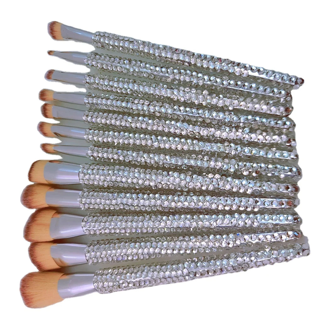 Wholesale Professional Bling Makeup Brush Set Diamond Makeup Brush Set Rhinestone Makeup Brush Set Private Label ABS Opp Bag