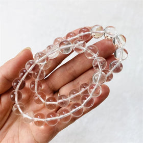 10mm Natural White Crystal Gemstone Bracelet Clear Quartz Round Beads Bracelets
