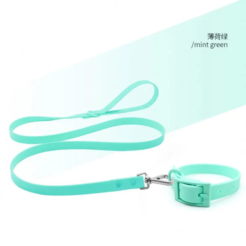 New Luxury Dog Leash Set 17 Colors Eco-Friendly PVC Silicone Collar Waterproof Print Adjustable Rope Rivet Decoration