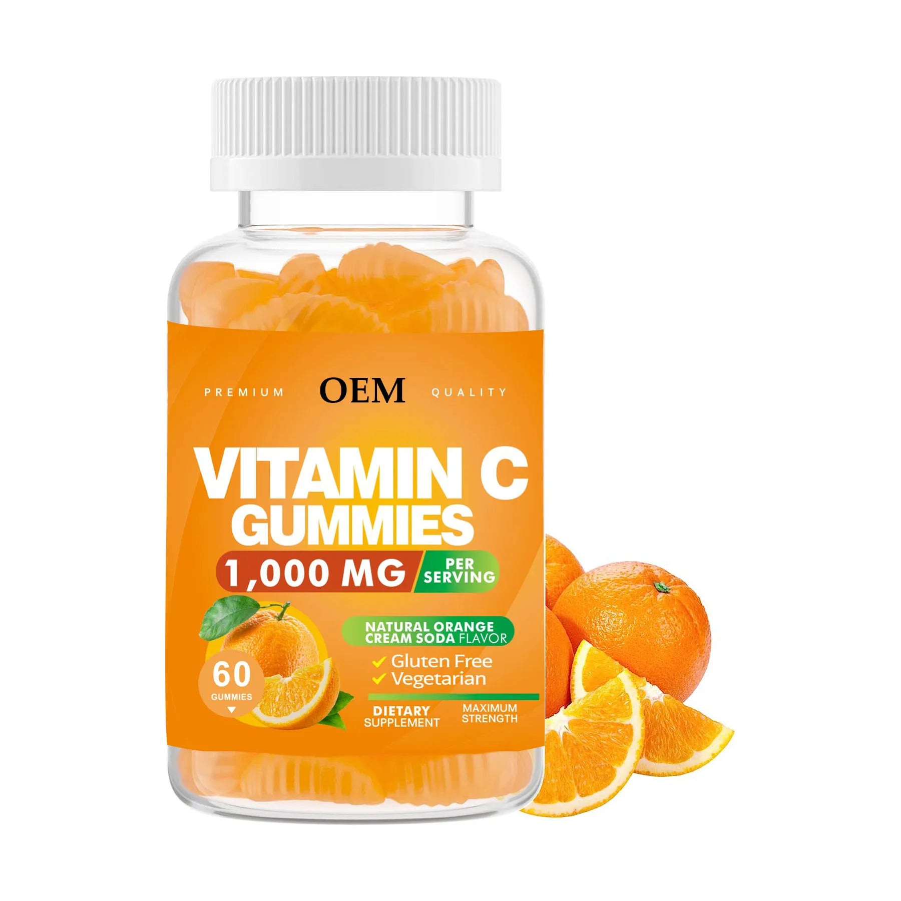 OEM 1000mg Vitamin C Gummies for Adults & Kids Multivitamin with Zinc & Herbal Extracts for Immune Support & Collagen Support