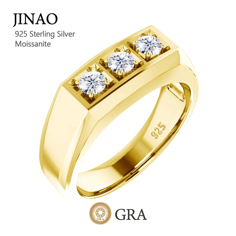Jewelry Price Original Wedding Engagement 925 Sterling Silver Anillos Grown Diamond Gold Plated Moissanite Rings for Men
