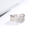 Wide Personality Boho Jewelry Cubic Zirconia Half Eternity Ring Rhodium Plated Sterling Silver for Women for Wedding or Party