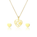 Risingmoon Jewelry Sets for Women 18K Gold Plated Earrings 316L Stainless Steel Heart Mom Necklace for Mother Day Gift