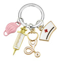 Accept Custom Wholesale Metal Nurse Doctor Stethoscope Syringe Medical Keychain With Charms