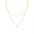 HOVANCI 18K Gold Stainless Steel Dainty Chain Double Layer Shiny Cubic Zirconia Lariat Necklaces