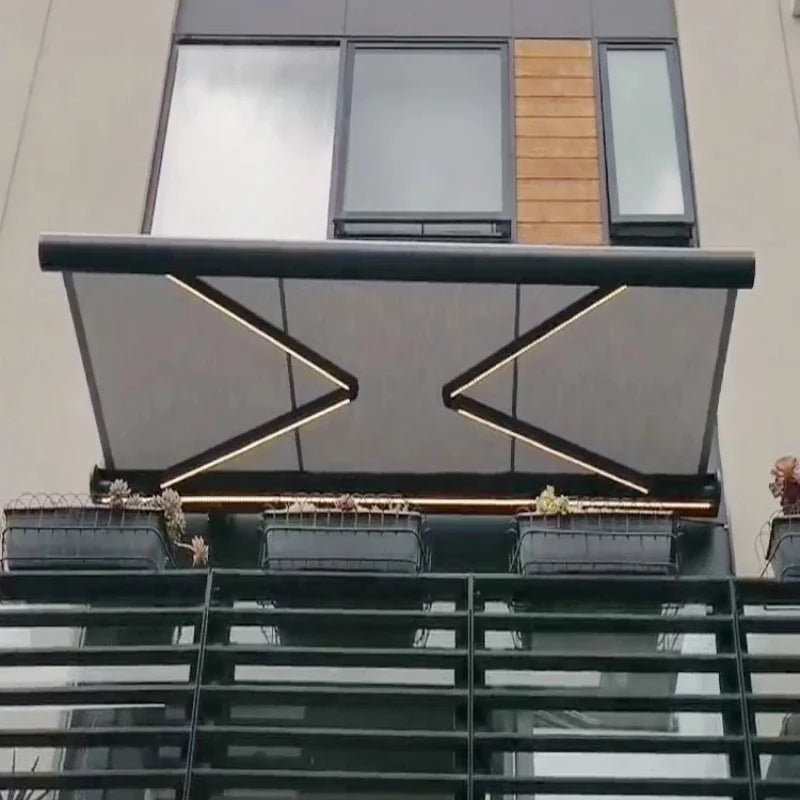 Windproof Full Box Retractable Sunshade Outdoor Customized Folding Sunshade Sunshade Can Be Equipped with LED Lights