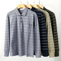 Men's Custom Long Sleeve Golf for  Shirt High Silk Spandex Solid Striped Knitted T-Shirt Embroidered Logo Pockets Plain Dyed