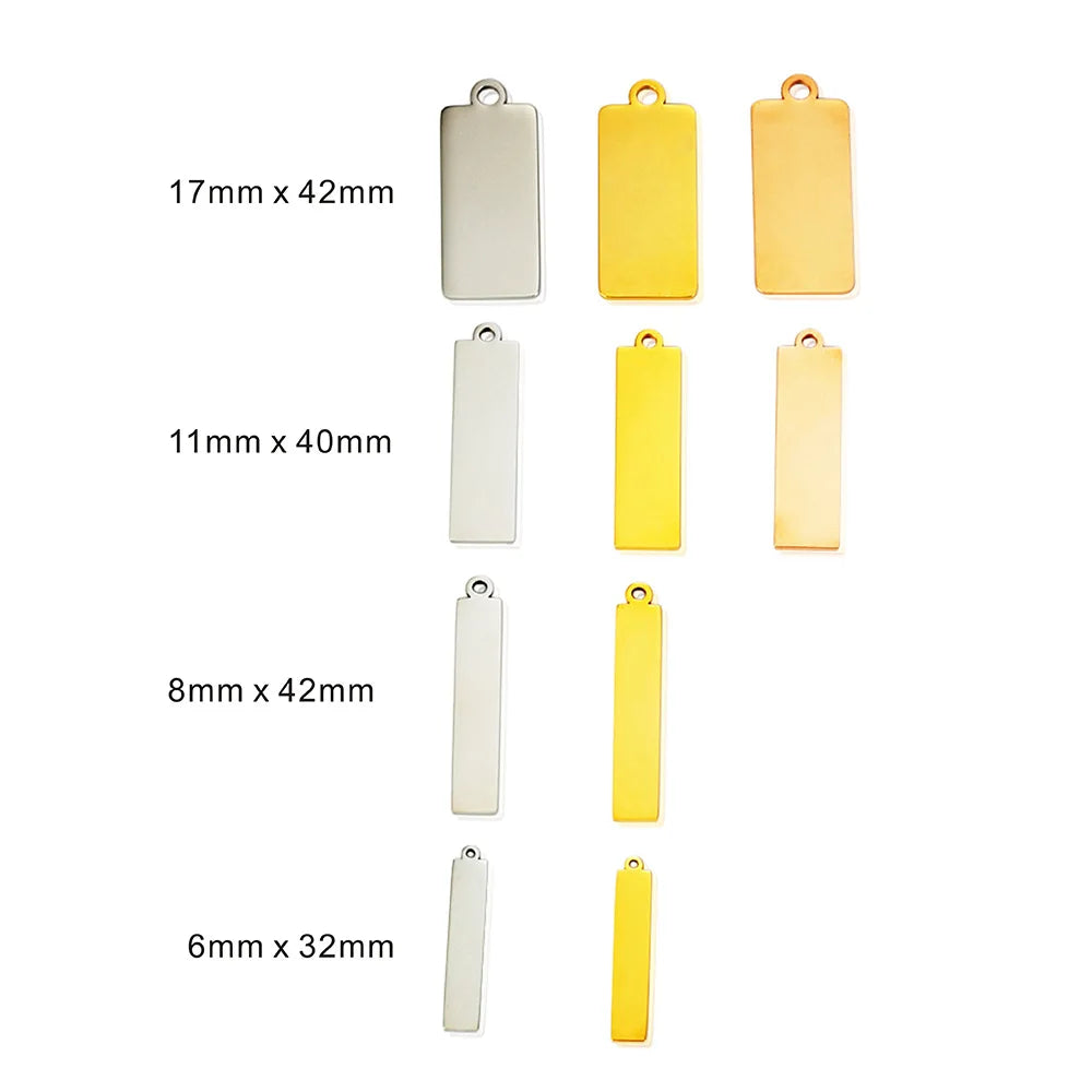 Engraved Mirror Polished Customized Logo Stainless Steel Rectangle Blank Pendants