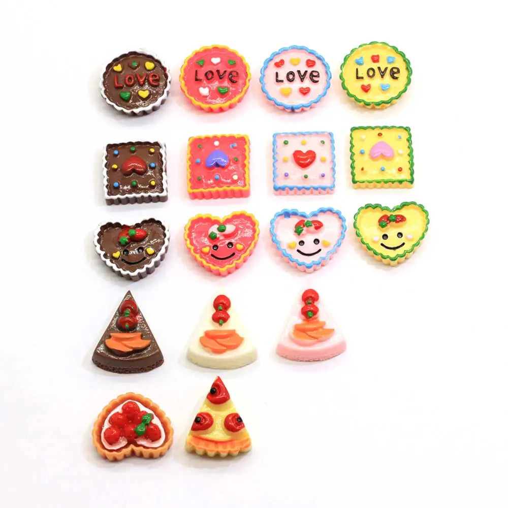 Love Dessert Charms Cherry Cake Flatback Resin Cabochon Pretend Play Food Kitchen Toys DIY Accessories