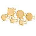 Square Round Open Ring Cabochon Cameo Blank Tray Base Settings for DIY Rings Jewelry Making Findings Supplies