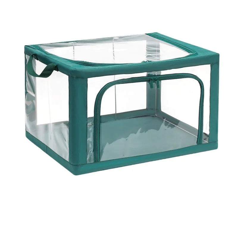 2025 New All-Transparent PVC Steel Frame Waterproof Bedroom Clothes And Quilt Storage Box