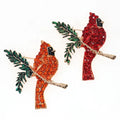 Wholesale Price Red Cardinal Rhinestone Green Enamel Bird Animal Women Christmas Brooch Pins