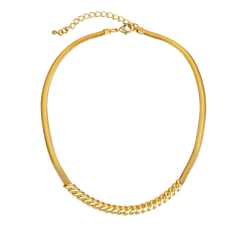 New Design 18k Gold Filled Chokers Necklaces Twist Snake Chain Necklace Ladies Accessories Party Jewelry Gift