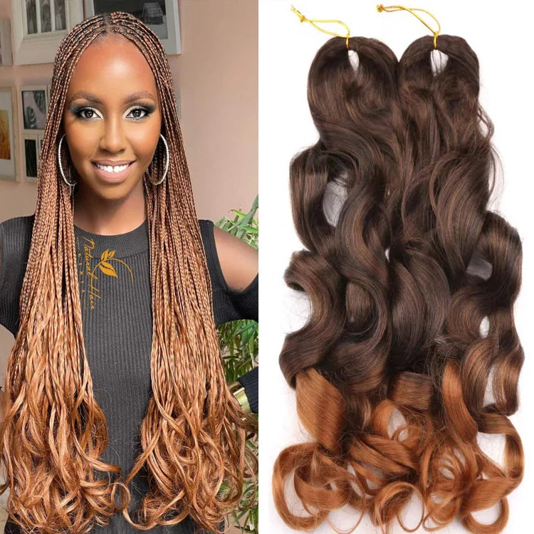 Synthetic Dyed High Temperature Fiber Crochet Braid Hair Extension French Curly Spiral Loose Wave Body Wave Braiding 150g