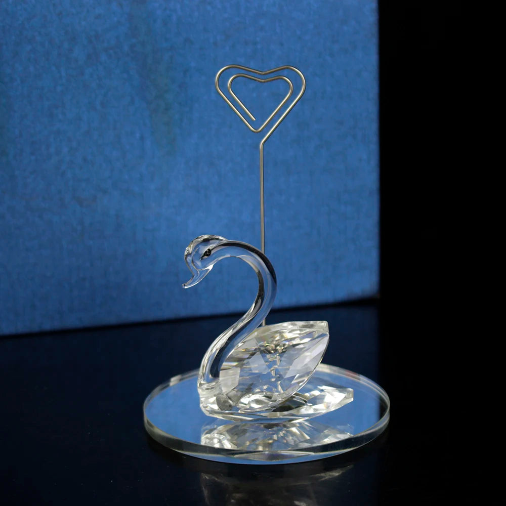 Lovely Swan Crystal Place Card Holder Wedding Table Numbers Clip Holders Desk Name Memo Menu Clip