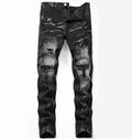 Wholesale Fashion Streetwear New Black Skinny Jeans Knee Torn Jeans Men's Slim Elastic Jeans With Holes