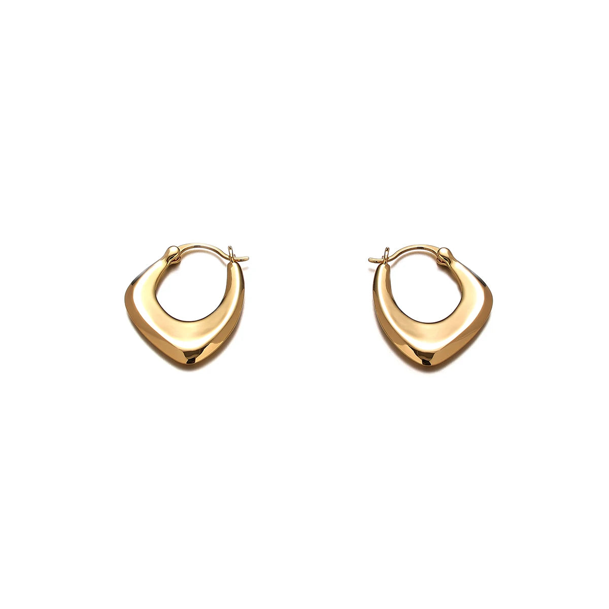Ins Trendy Gold Plated Women Fashion Irregular Geometric Earrings Waterproof Big Hollow Hoop Earrings