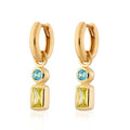 Milskye Jewelry 18k Gold Plated 925 Silver Aquamarine apple Green Cubic Zirconia Drop Earrings