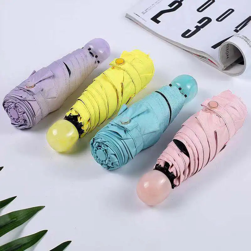 Modern Minimalist Style 5-Folding Aluminum Alloy Manual Control Compact Umbrella UV50+ Protection Fiberglass Ribs Customizable