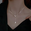 Fashion Slender Triangle Y Pendant Jewelry 925 Sterling Silver 18k Gold Chain Adjustable Long Chain Necklace for Women