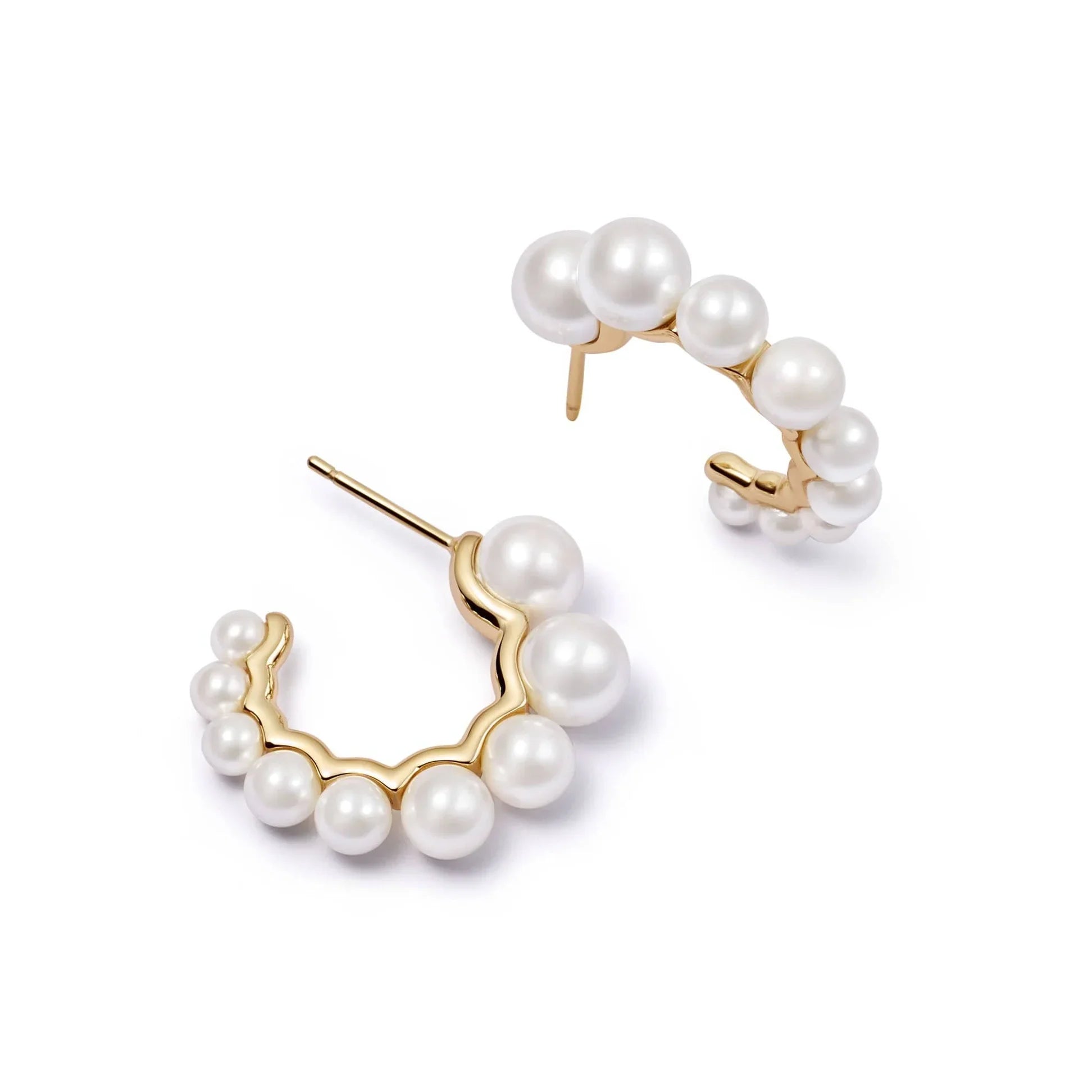 LOZRUNVE Wholesale Jewellery 925 Sterling Silver Elegant Gradient Freshwater Pearl Hoop Earring