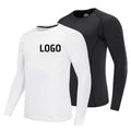 Wholesale Custom Design Logo Gym Fitness T-shirt Mens Long Sleeves Compression Shirts With Elastic Mesh