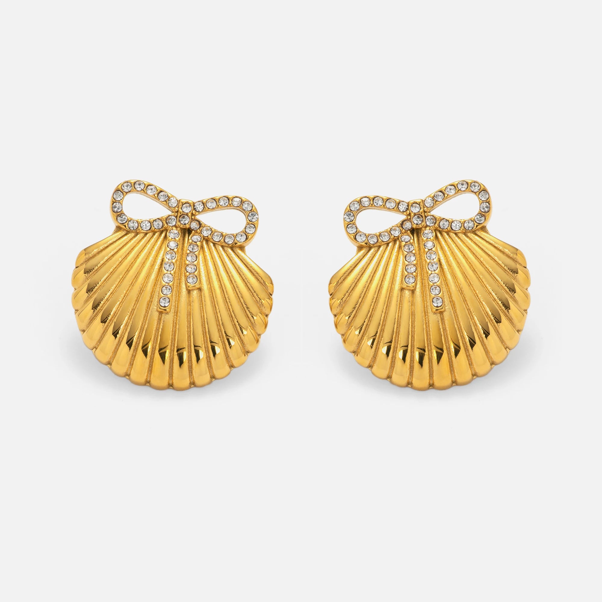 2024 Dazan New INS Autumn HOT 18k Gold Plated Hypoallergenic Stainless Steel Vintage Scallop Butterfly Clip Zircon Girl Earrings
