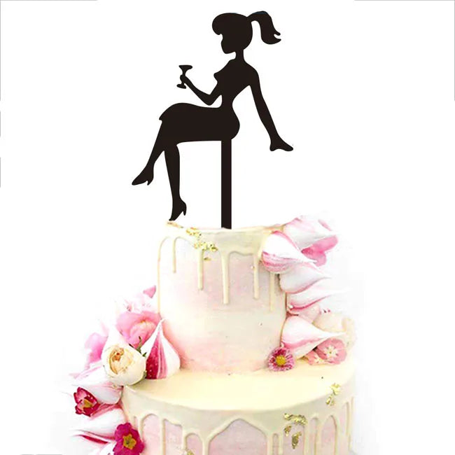 Custom Logo Acrylic Wedding Birthday Party Cup Cake Topper Lady Shape for Party  Decoration