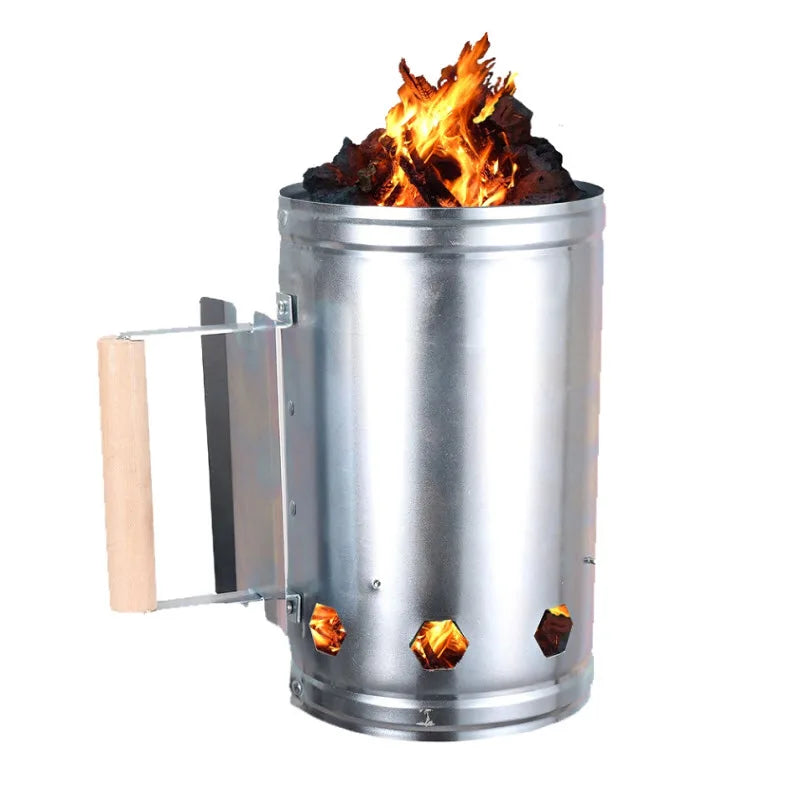 Outdoor Char-Griller Charcoal Grill Chimney Starter with Stainless Steel Flame Safety Device Quick Release Trigger