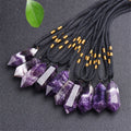 Healing Gemstone Crystal Hexagonal Column Feishui Energy Couple Necklace Spiritual Irregular Amethyst Necklace Men Bride Jewelry