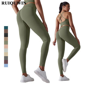 RUIQUWIN 2024 New Fashion Seamless Activewear High Waist Leggings Gym Fitness Set for Women Bra Panties Yoga Sets
