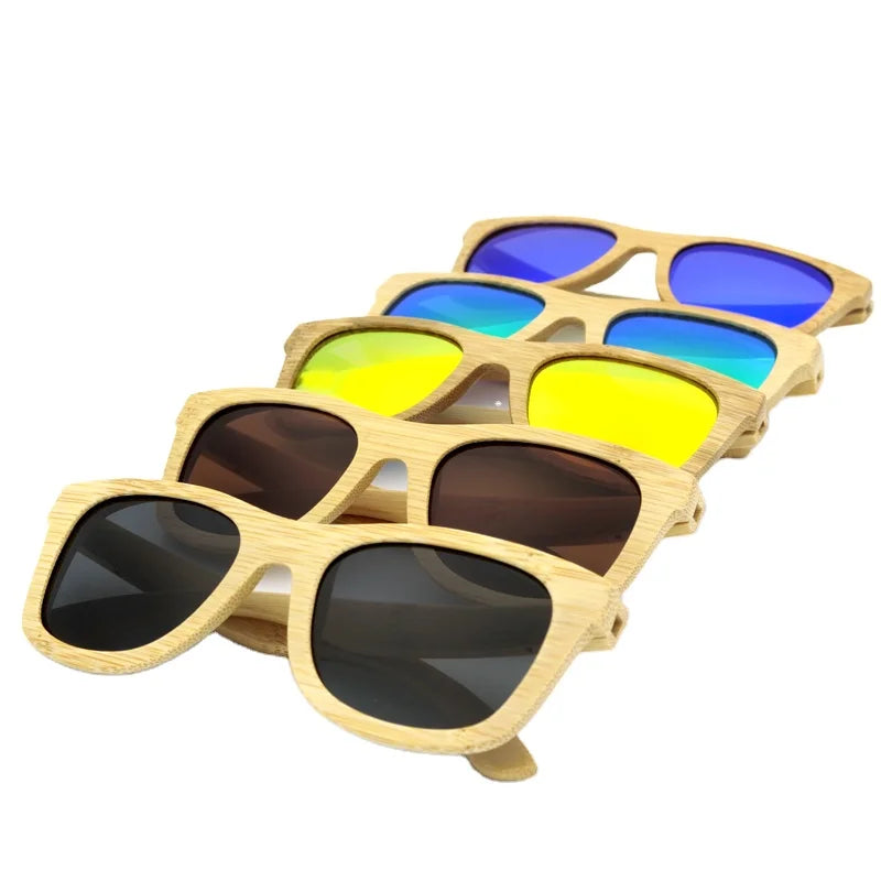 Polarized TAC Bamboo Wooden Sunglasses UV400 Classic Wooden Sun Gasses Handmade Red Black Bamboo Eyewear