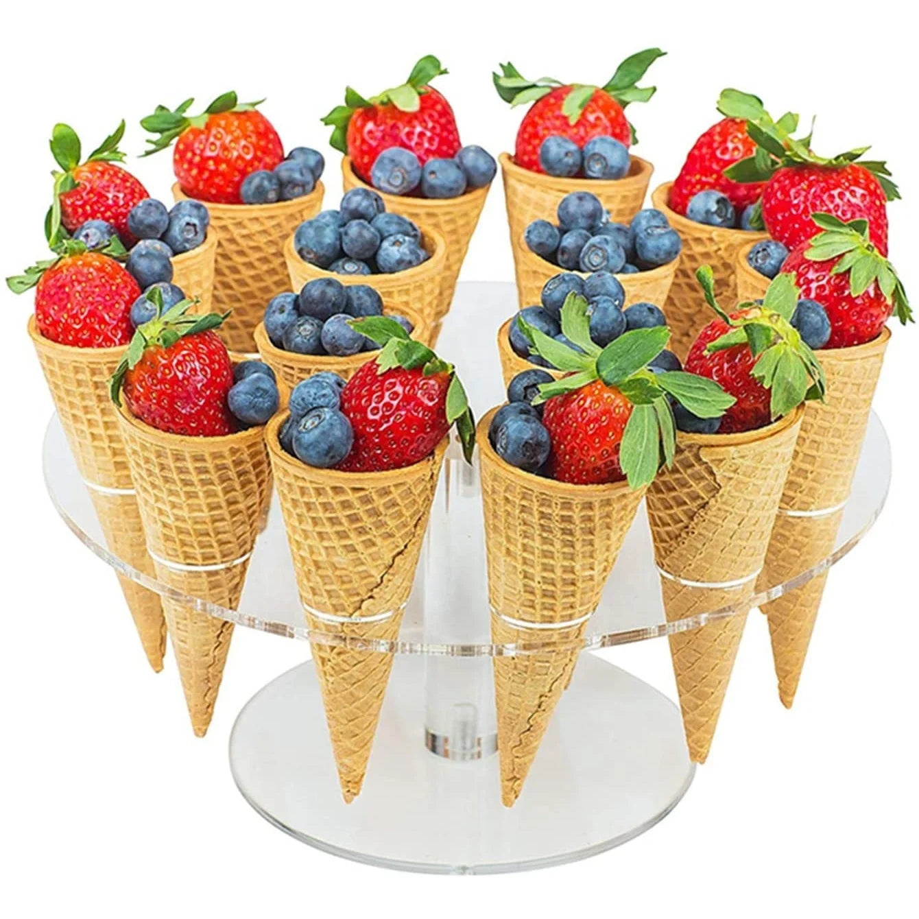 16 Holes Clear Acrylic Ice-cream Rack Cone Display Stand Cupcake Baking Rack for Home Kitchen Party Supplies